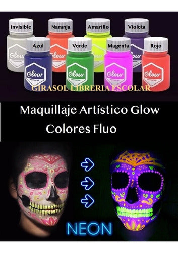 Theatrical Artistic Glow Liquid Makeup X 8 Fluorescent Colors - Flowers 1