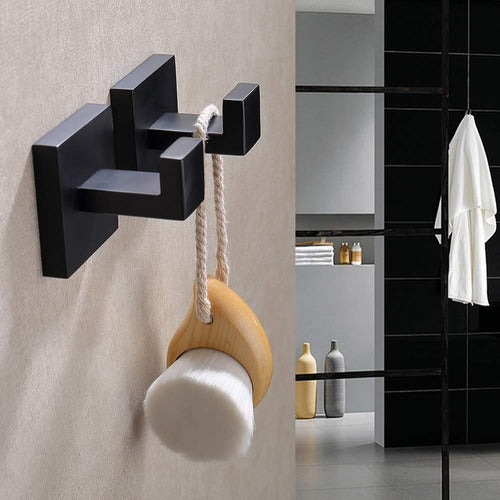 TASTOS Matte Black Bathroom Hooks for Towels 2