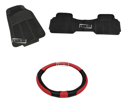 Grupo Dago Premium Carpet and Luxury Steering Wheel Cover for Peugeot 206 0