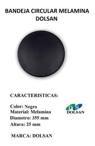 Dolsan Circular Melamine Tray Black 35.5 Cm DS6818 1