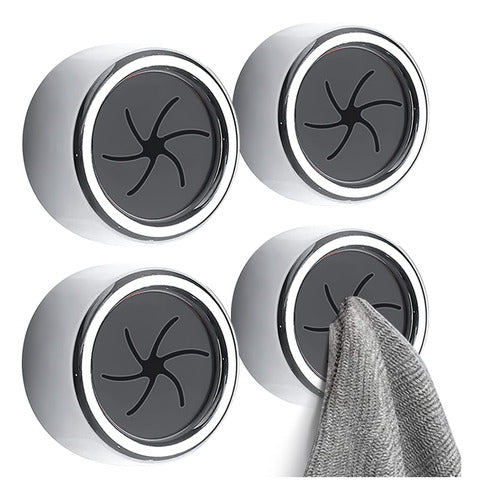 Eiqer 4 Pack Kitchen Towel Holder Self Adhesive Wall Dish Towel Hook Silver 0