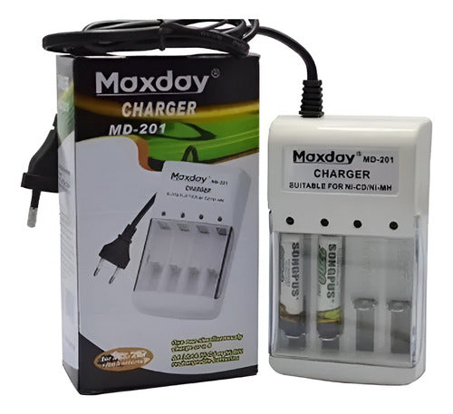 Cargador De Pilas Recargables Maxday + 2blister  4aa + 4 Aaa 1