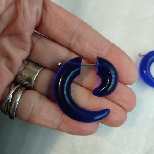 Acrylic Steel Spiral Fake Expander Horn Earrings Piercing 3-4 cm 60