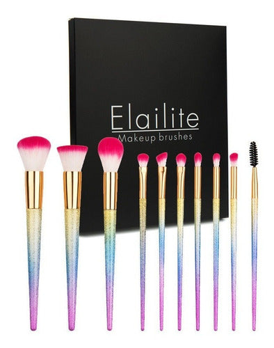 Elialite 10 Piece Premium Makeup Brush Set with Case 0