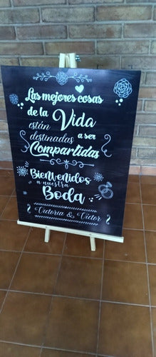 Wooden Wedding Sign 100x70 cm with Easel Included 1