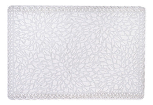 Landon Individual Rectangular White PVC Tray Set of 4 0