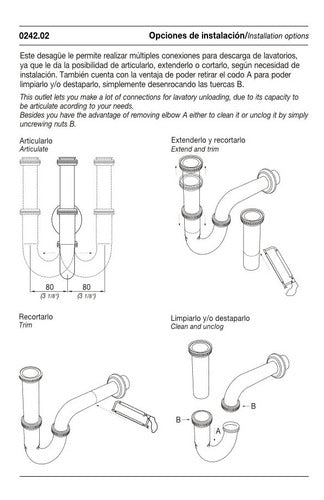 F&V 0242.02 Sink Drain with Siphon for Lavatory Chrome Finish 2