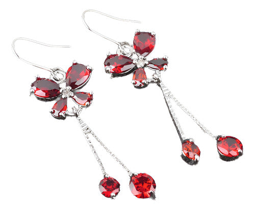 Rojo Granate Topacio Blanco Joyas Para Mujeres Joyería De Pl 0