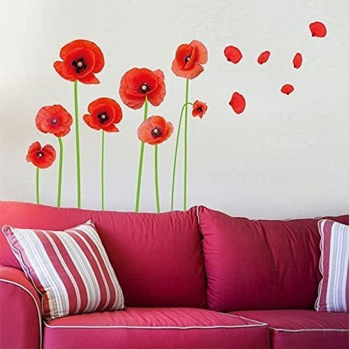 Vinilo Decorativo  Mural Amapolas Rojas 2