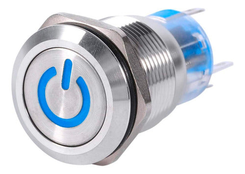 Marimon Electrónica Button Push Metal Logo S/ Retention 22mm Led Blue A 12V 0