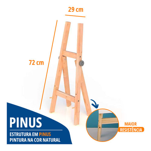 Cavalete Para Pintura De Madeira 71cm Tela Ajustável Stalo 1