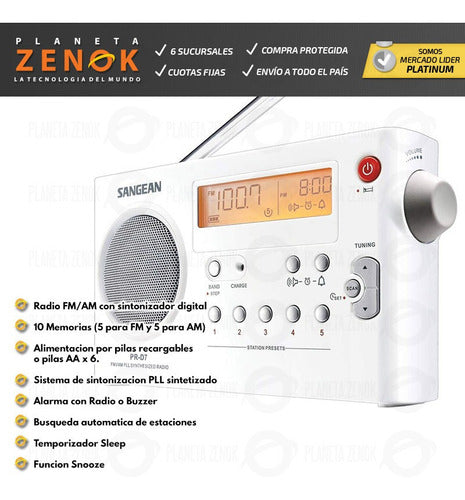 Portable Digital AM/FM Sangean Radio Bi-Band Home Office 8