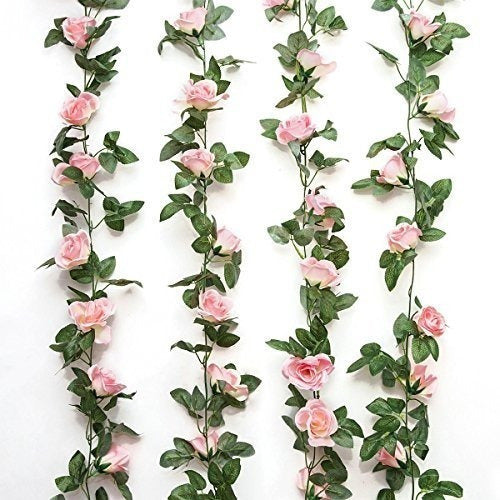 Jinway 2 Unids16ft Falso Rose Vine Garland Flores Artificial 0