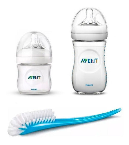 Philips Avent Combo Natural Baby Bottles 125ml + 330ml + Bottle Brush 0