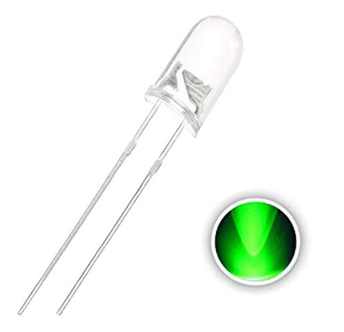 BITCO Lote X100 LED 5mm Verde Puro Lente Water Clear 1