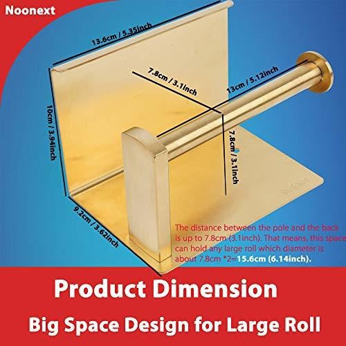 Adhesive Toilet Paper Holder with Shelf - SUS304 Stainless Steel - Brushed Gold 3