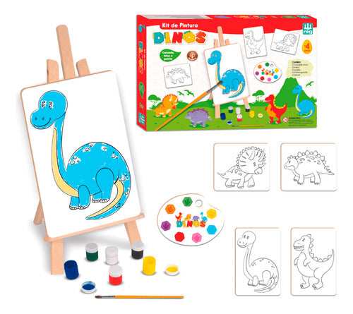 Kit Quadros De Pintura Infantil Dinossauros C/ Cavalete 0