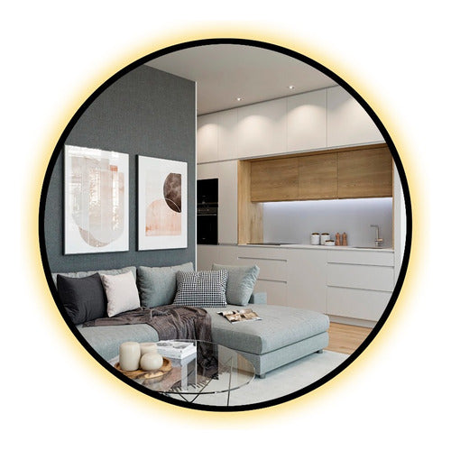 Round Mirror with PVC Frame and LED Light - 70cm 5
