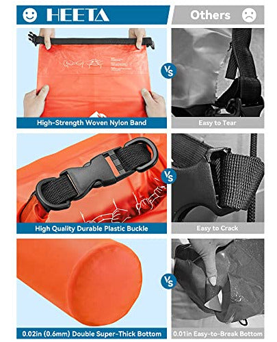 Heeta Waterproof Dry Bag Backpack 30L Orange Clear 3