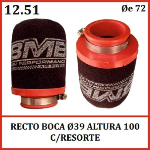 Filtro De Aire Bmb Competicion 39x100 Recto (125cc) 1