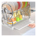 Home Basics Two-Tier Dish Drying Rack with Plastic Tray 4