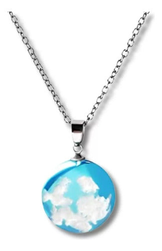 Tiendainline Collar Nubes Cielo Encapsulado Sky Clouds Cadena Mujer Dije 0