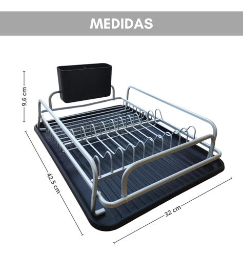 Trendy Store Aluminum Dish Drainer Organizer with Black Tray for Glasses 3