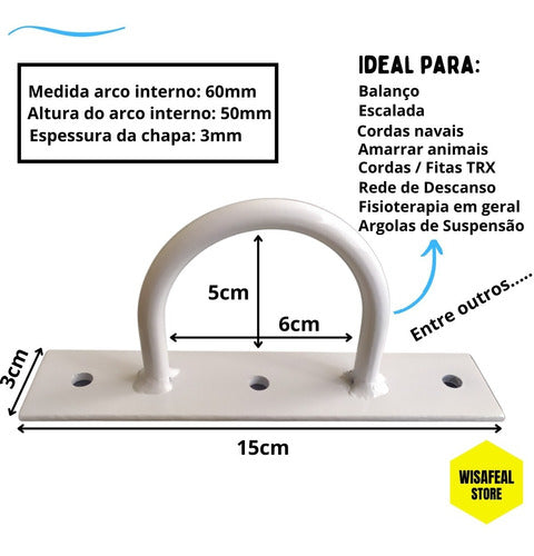 Suporte Teto Parede Balanço Rope Columpio Fitas Trx Branco 2