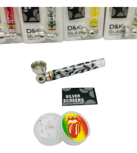 Pyrex Straight Pipe + Mini Grinder D&K Vs. Designs + Filters!! 0