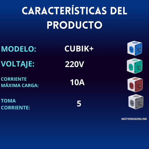 Generic Enchufe Adaptador Cubo 5 Tomas 3 Pernos 1