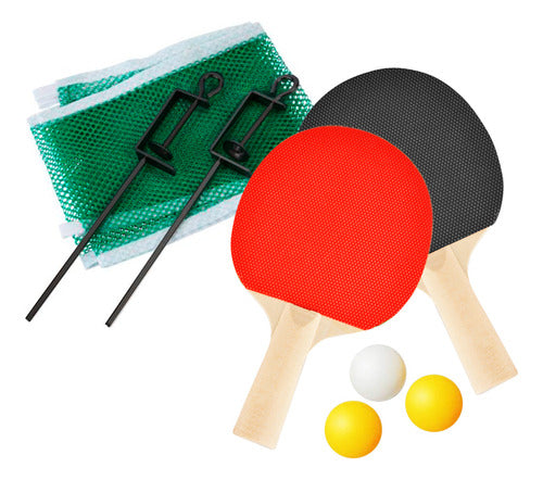 Set Ping Pong 2 Paletas +3 Pelotas + Red + Soportes - El Rey 0