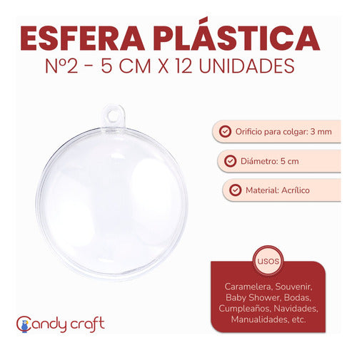 Esfera Transparente Souvenir N2 - 5 Cm Por Doce Unidades 1