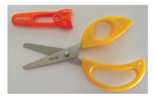School Scissors 15 cm With Cover - Round Tip Metal 1