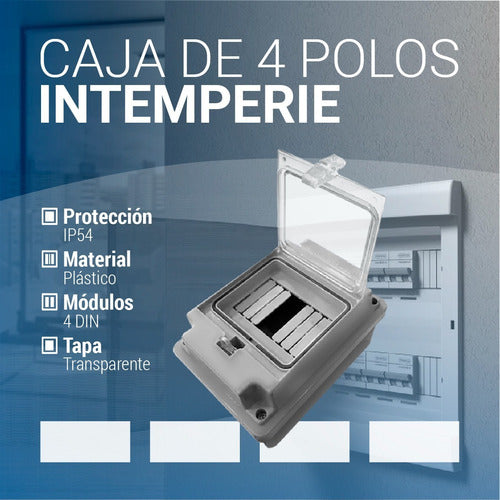 Caja Tablero Para Térmicas 4 Bocas Módulos Exterior Tapa 1