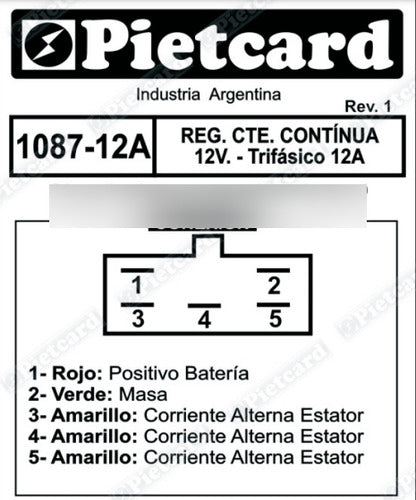 12V Guerrero Trip 110 (12A) Pietcard 1087-12A Regulator 3
