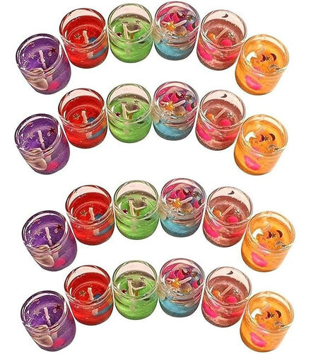 GALARIO PRODUCTOS Set of 24 Gel Color Candles in Glass Holders 0