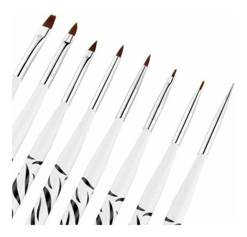 Set of 8 Brushes for Nail Art Sculpted Nail Decoration Deco 3