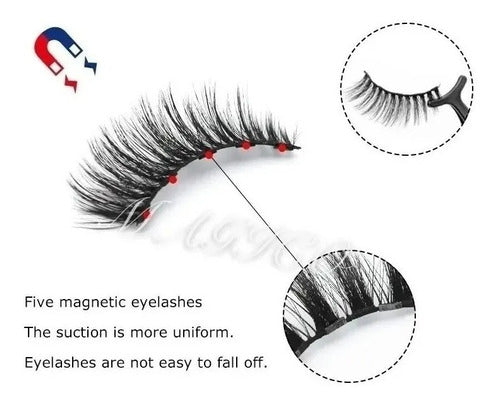 3x Magnetic Eyelashes with 5 Magnets and Magnetic Eyeliner 10