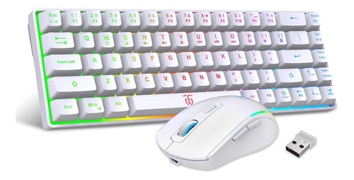 Teclado Mouse Inalámbricos Combo Kit Gamer Trabajo Estudio 0