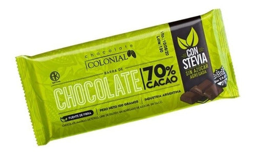 Colonial 70% Dark Chocolate with Stevia Gluten-Free 100g 0