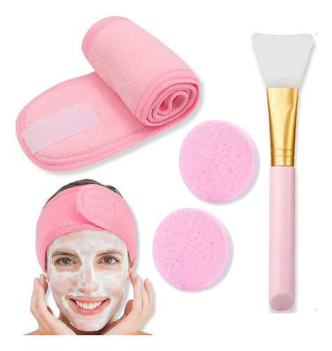 DD2 Set X4 Beauty Facial Care Headband + Sponge + Spatula 1