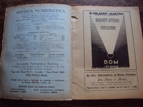 Revista Numismática Orgao Sociedade Numismática Brasileira 1