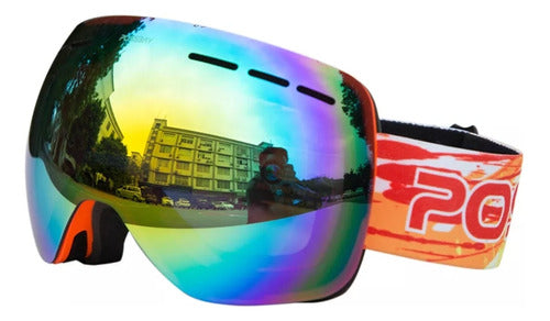 Possbay Ski/Snowboard Goggles with Case - UV Protection, Anti-Fog, Adjustable Strap 0