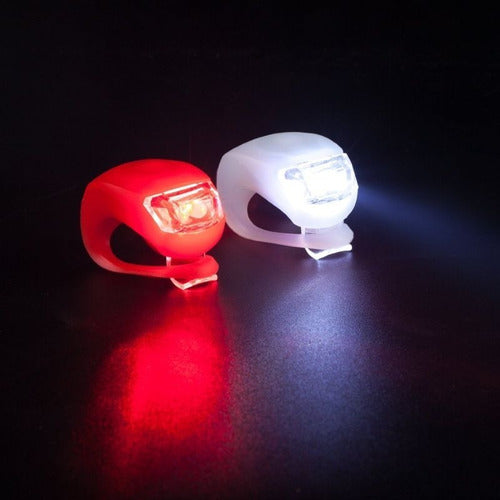 Silicone Bike Light 2 LED Front Rear Red White 3