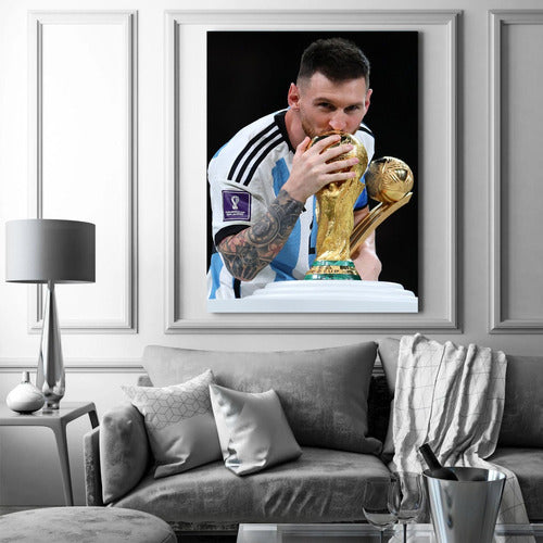 Ahi Tenes la Puerta Cuadro Leo Messi 60x90 Argentina Campeón Copa Del Mundo 4