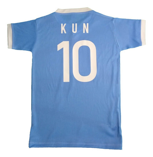 Manchester City Shirt + Kun Aguero Shorts - Kids 3