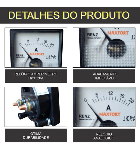 Relógio Amperímetro P/ Carregador De Bateria Qr 56 20a Renz 3