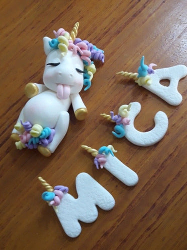 Adorno Torta Unicornio Gloton Porcelana Fria,letras Número 0