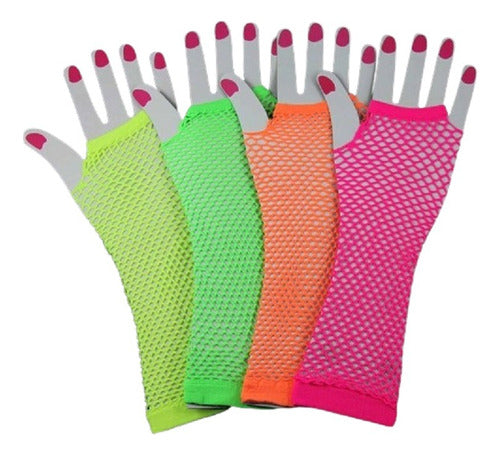 Gorcie 6 Fluorescent Net Gloves Shine With UV Light 4 Colors 0