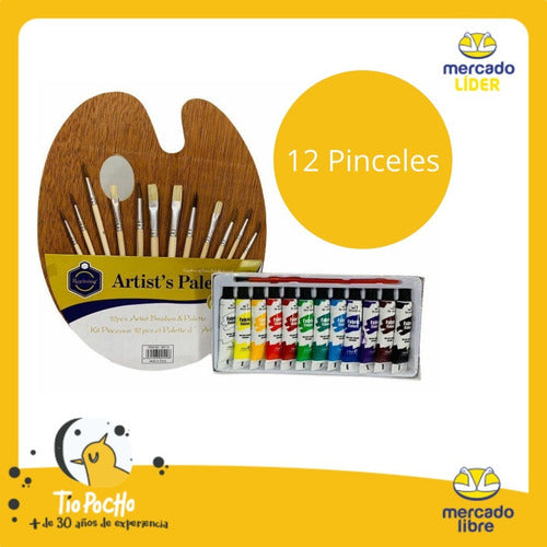 Professional Art Kit with Canvas Painting Easel 180cm Palette Brushes 4